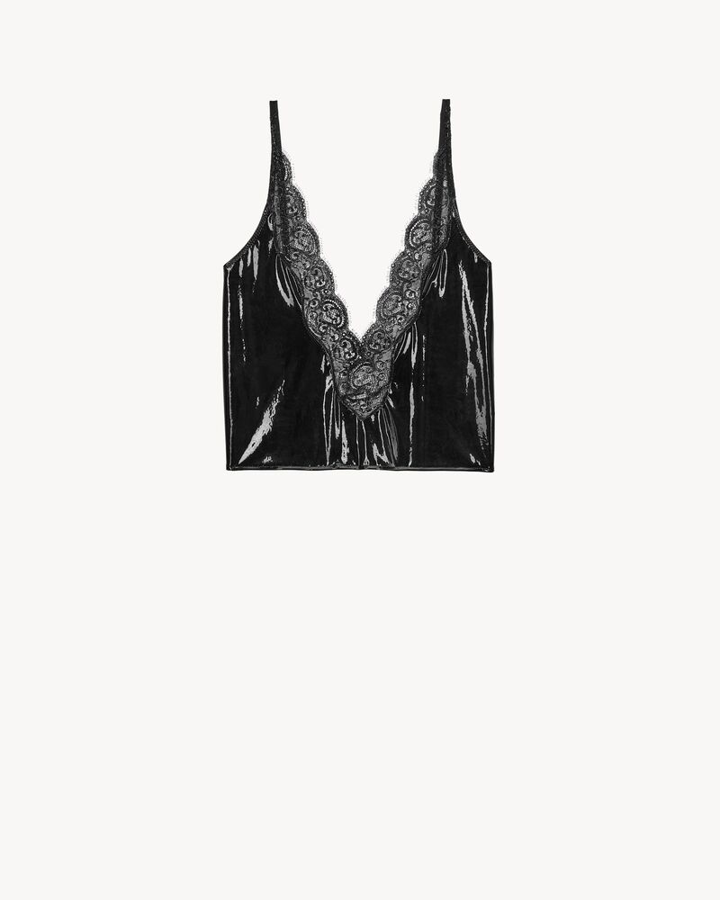 laced tank top in silicone-coated silk jersey