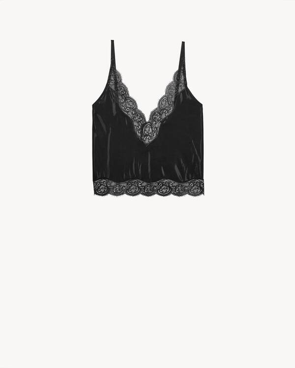 Débardeur en dentelle et jersey de soie silicone