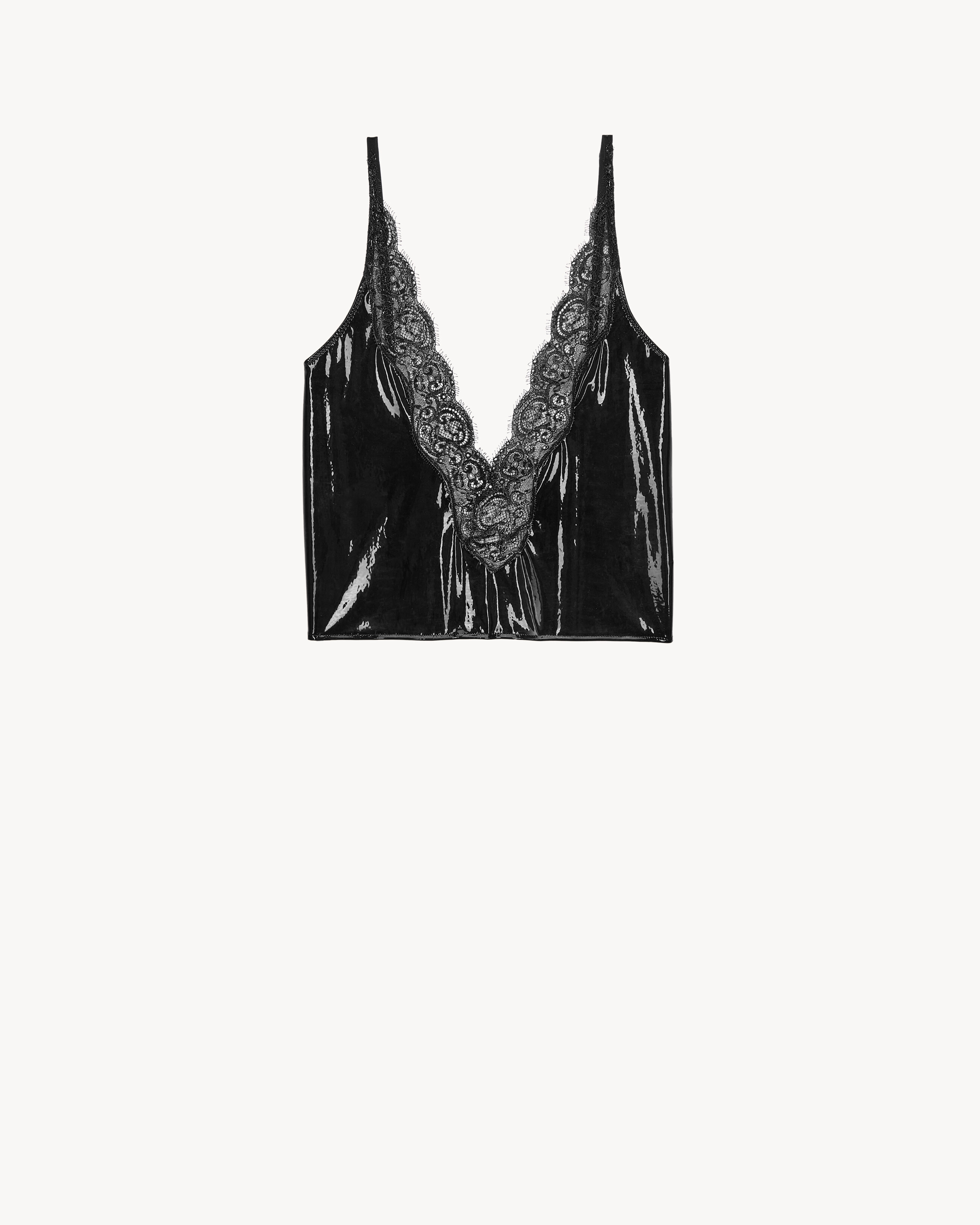 laced tank top in silicone-coated silk jersey