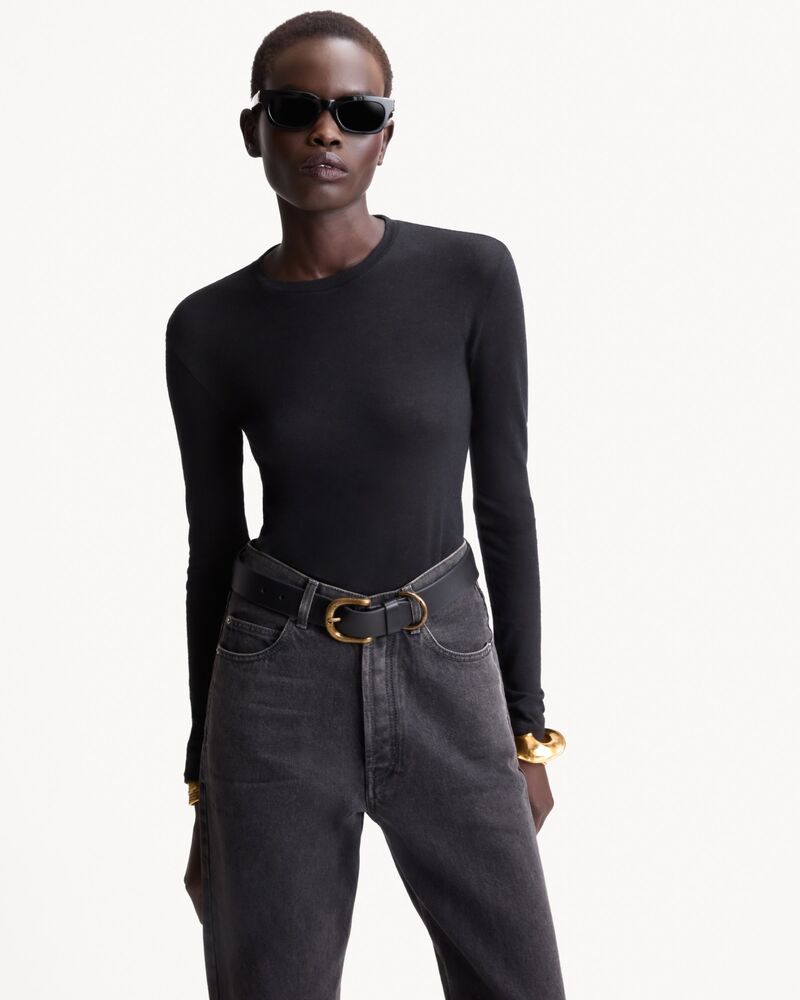 D-ring buckle belt in leather