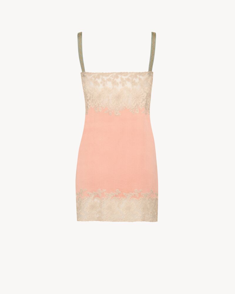 laced slip dress in silk satin