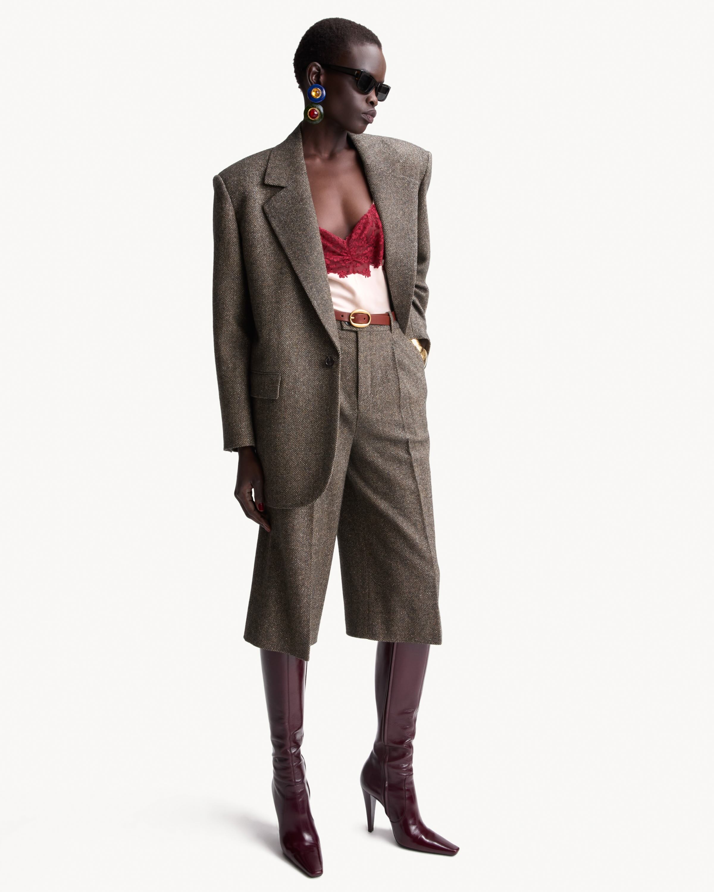 culottes in herringbone wool
