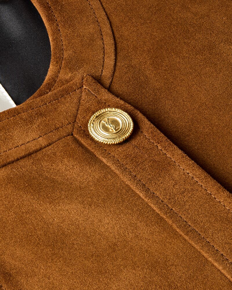 Giacca corta in pelle di agnello suede
