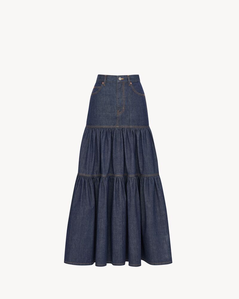 long skirt in indigo denim