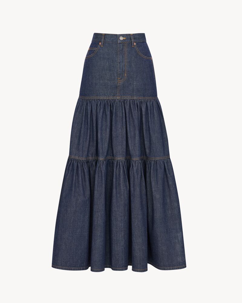 long skirt in indigo denim