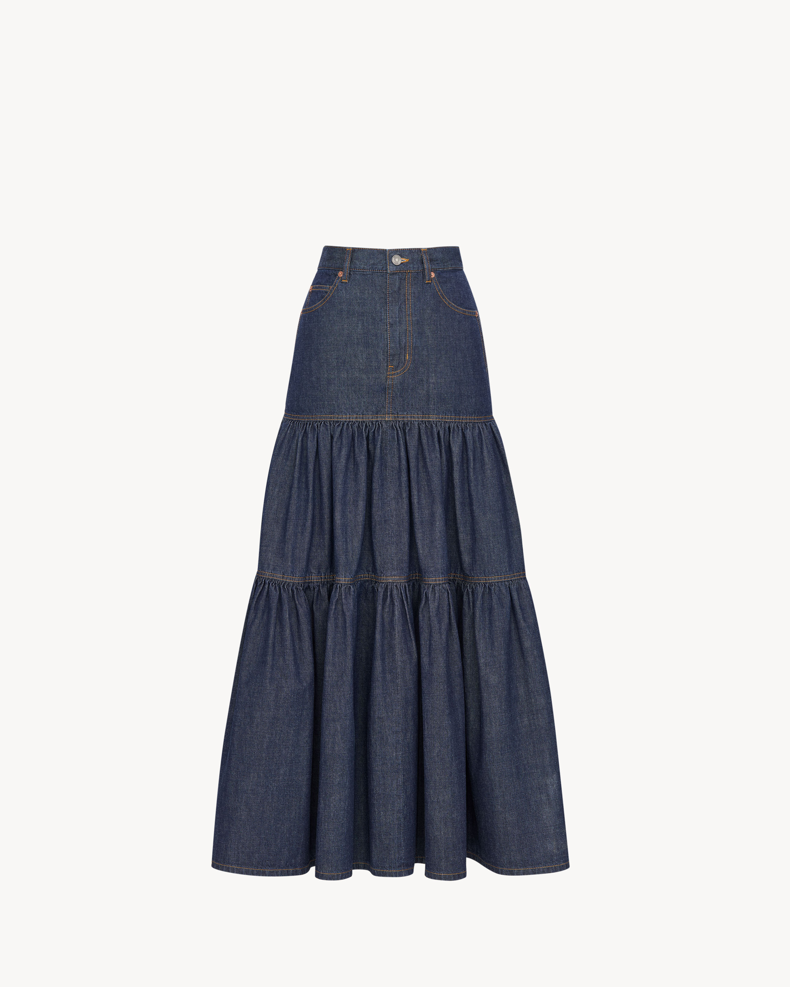 long skirt in indigo denim