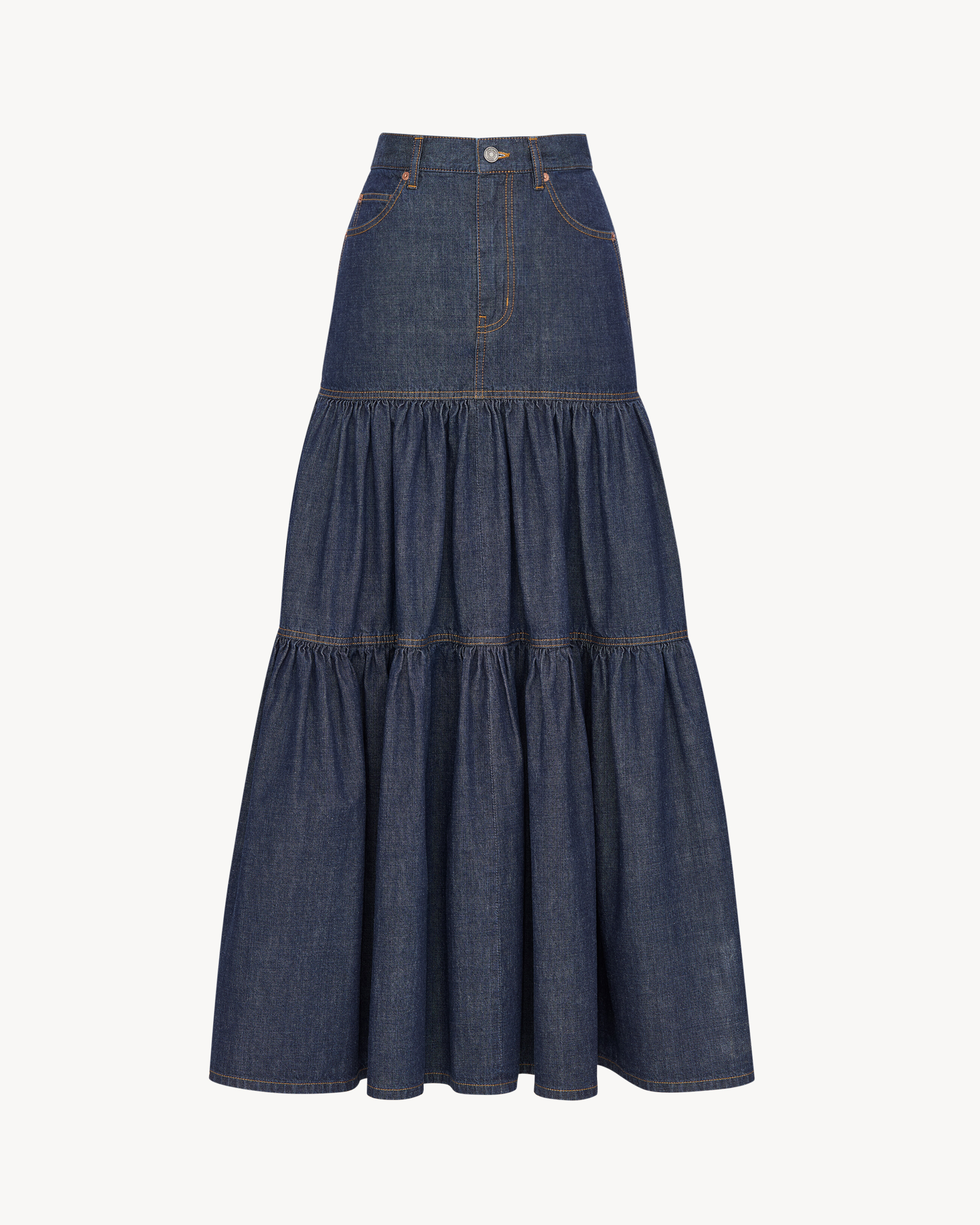 long skirt in indigo denim