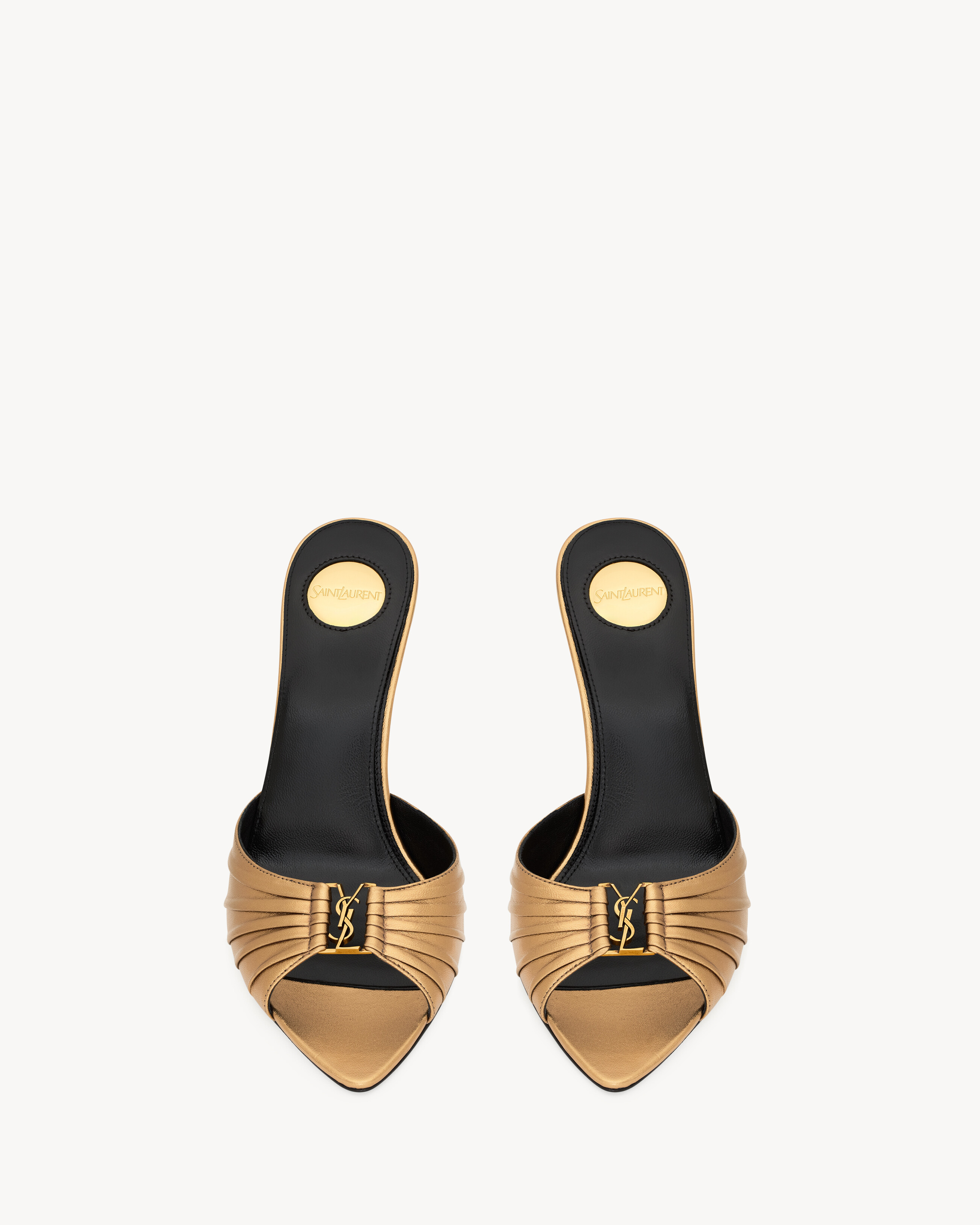 BABYLONE mules in metallic leather