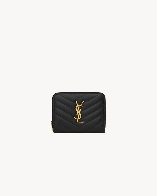 CASSANDRE MATELASSÉ compact zip-around wallet in lambskin in Black
