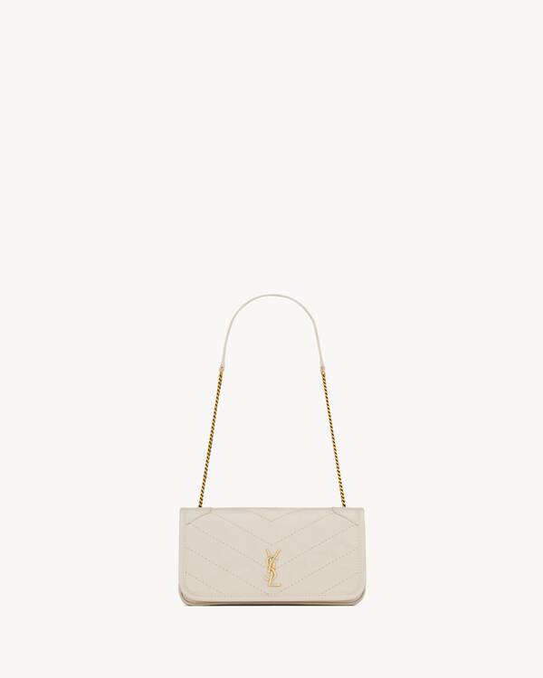 NIKI chain pouch in vintage leather in Beige | Saint Laurent | YSL GB ...