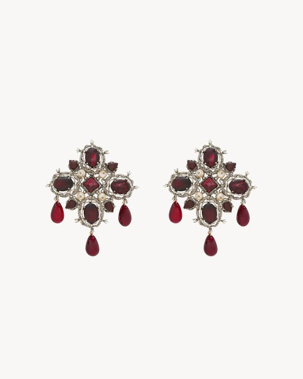cabochon cross earrings in resin and metal