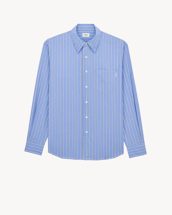 CASSANDRE shirt in striped cotton poplin in Black | Saint Laurent