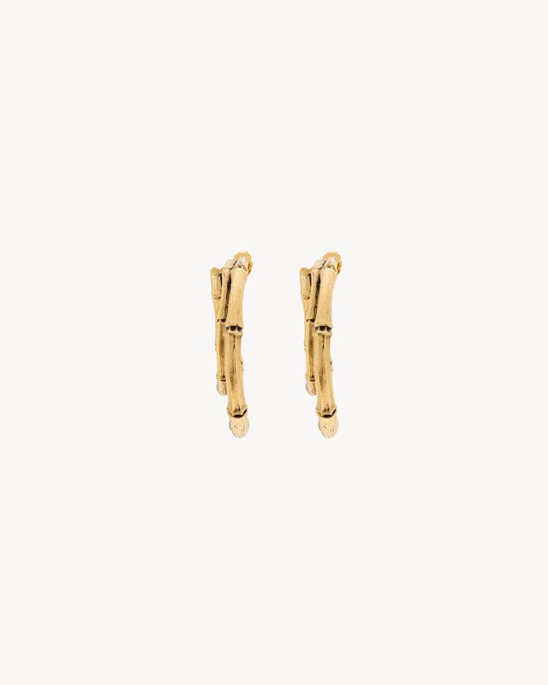 bamboo double-hoop earrings in metal