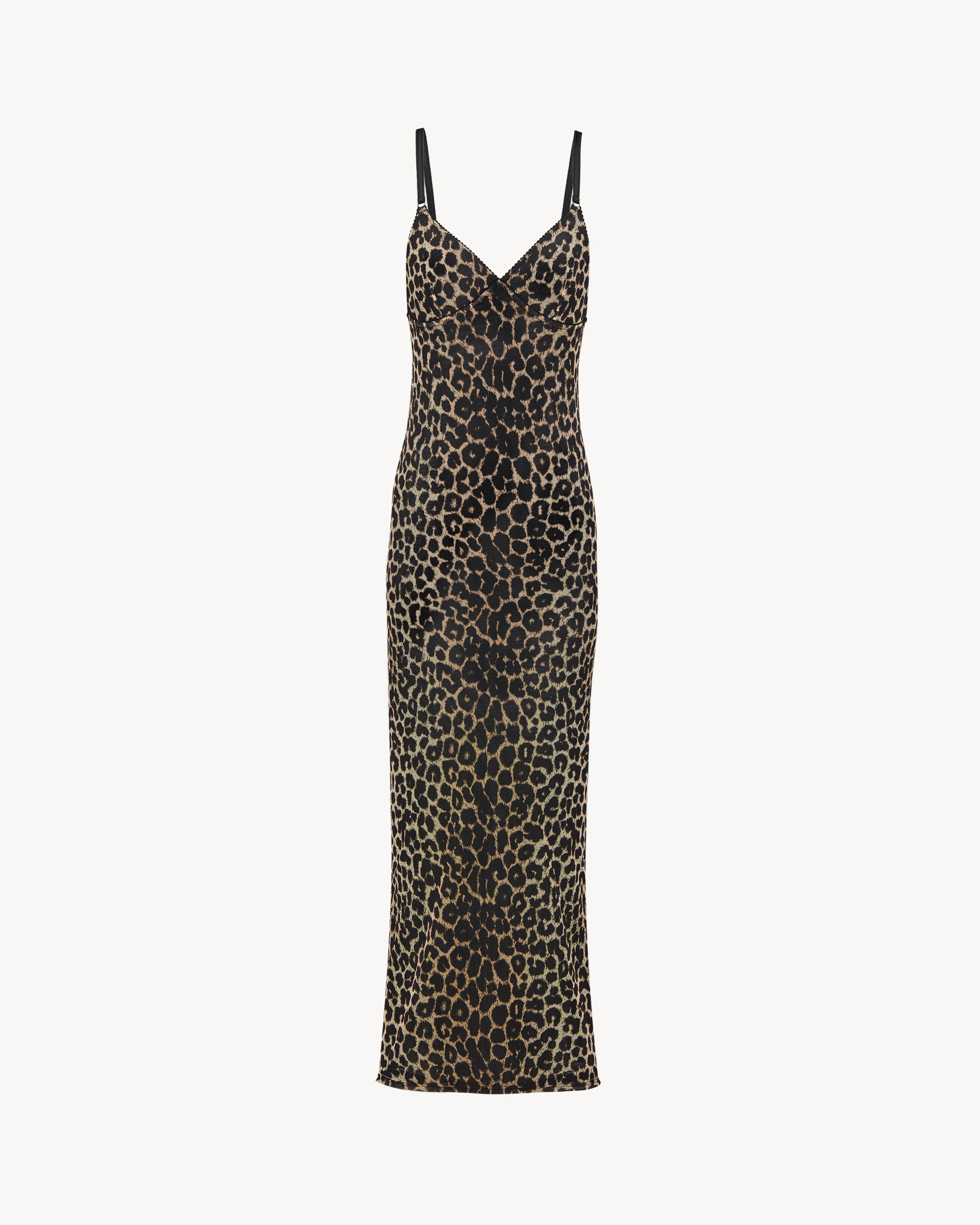 slip dress in leopard tulle