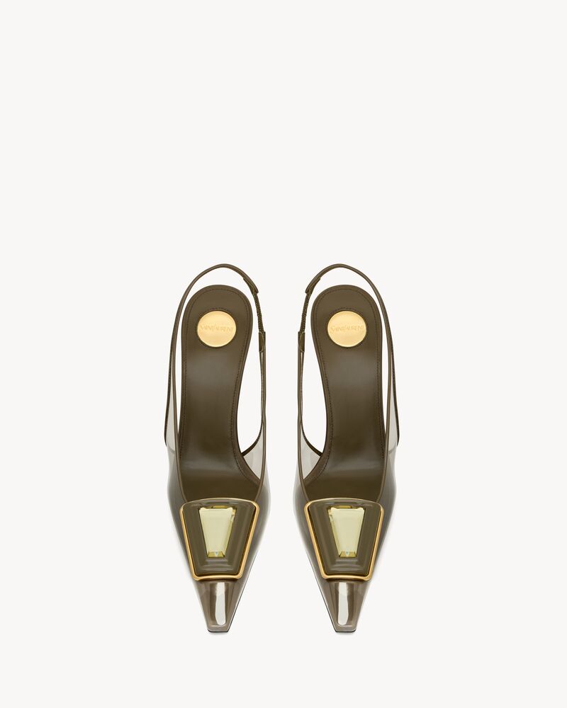 SIBYL slingback pumps in TPU, patent leather, and satin