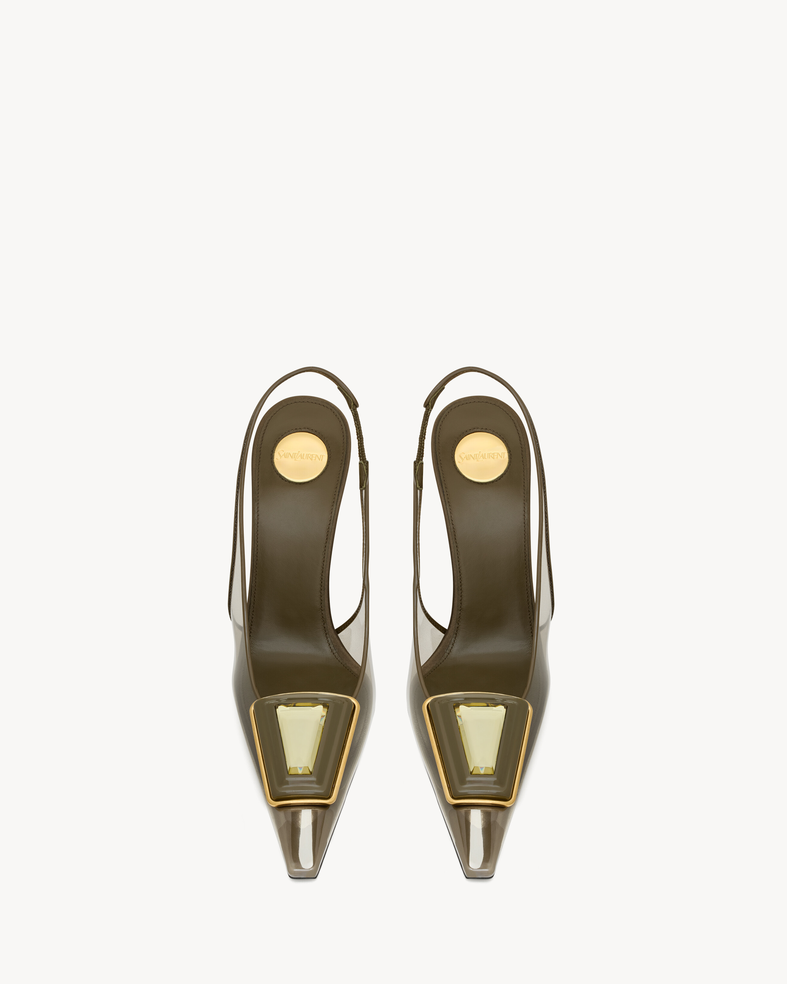 SIBYL slingback pumps in TPU, patent leather, and satin