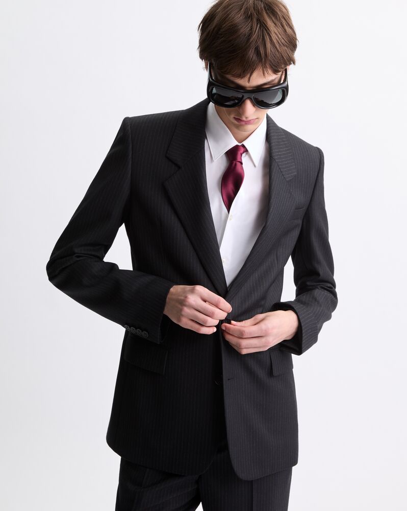 single-breasted jacket in chalk-stripe wool