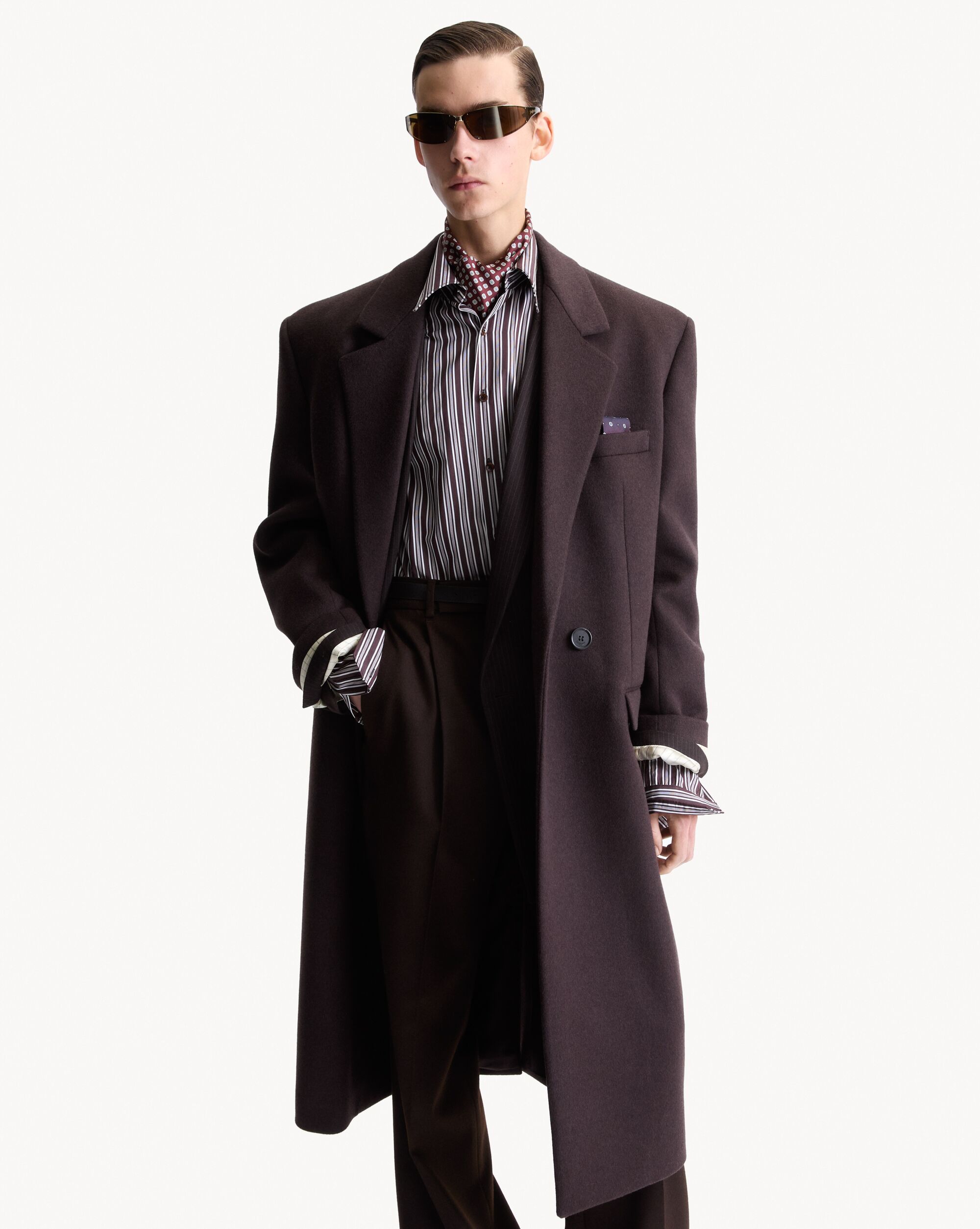80's coat in double-face brushed wool felt