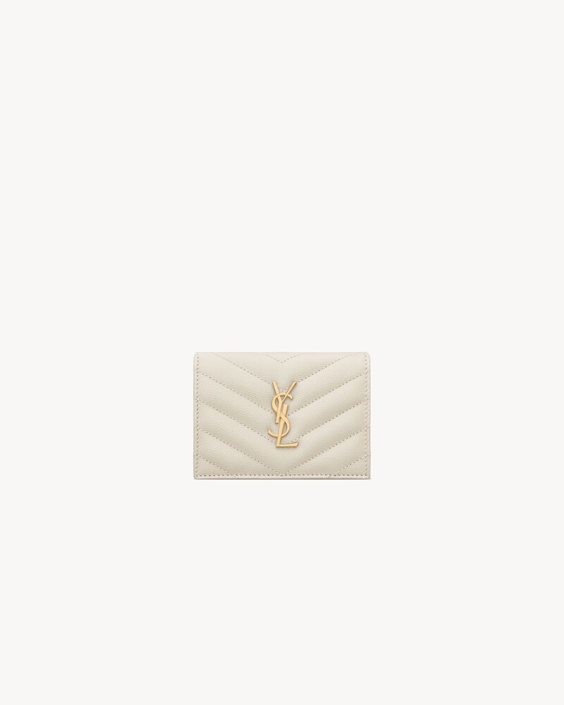 CASSANDRE MATELASSÉ FLAP CARD CASE IN GRAIN DE POUDRE LEATHER