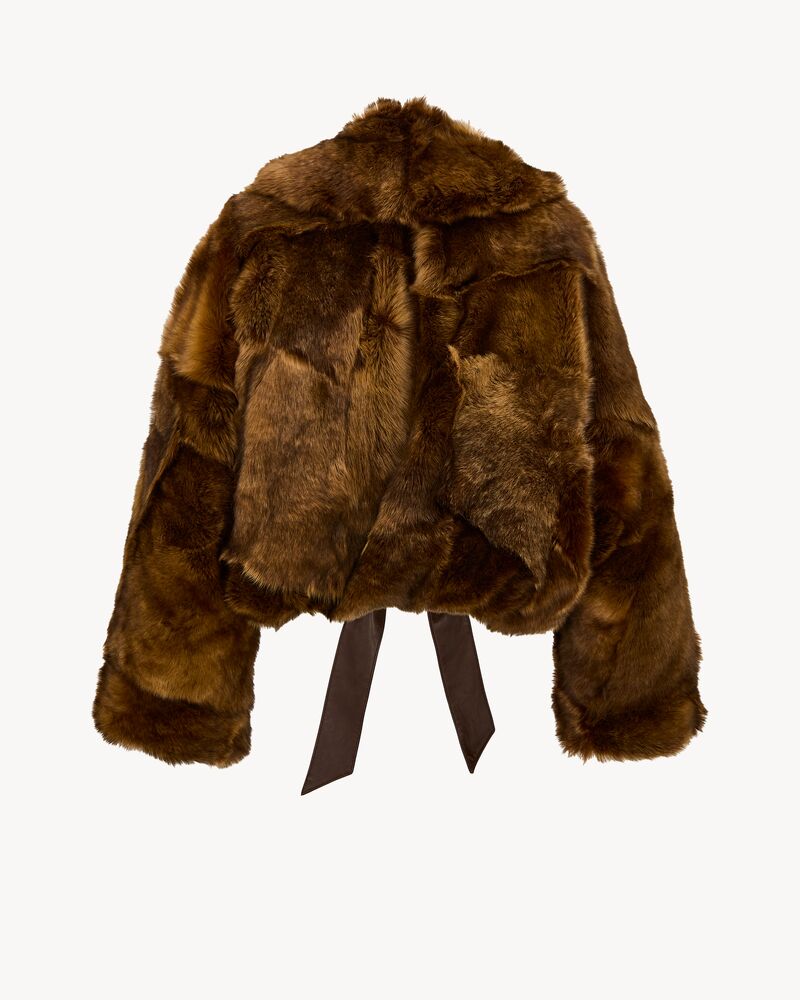 shearling patchwork short coat