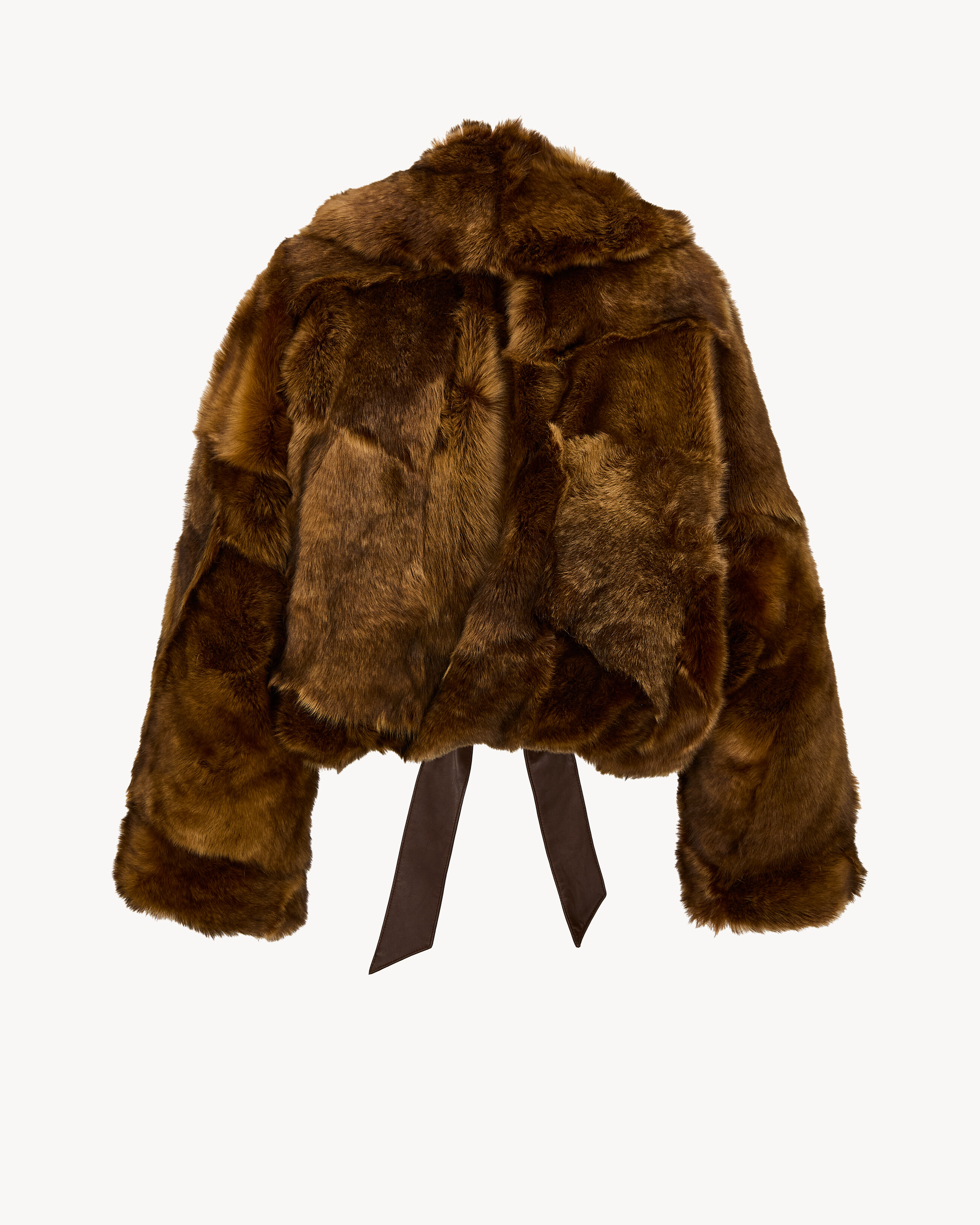 shearling patchwork short coat