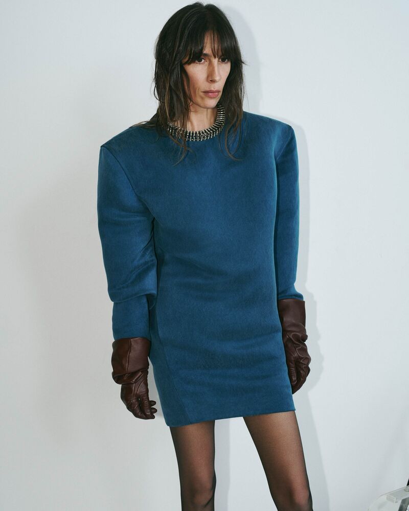 boxy dress in stonewash silk satin