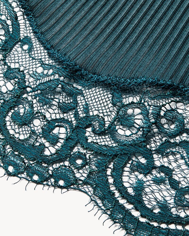 laced T-shirt in ribbed silk