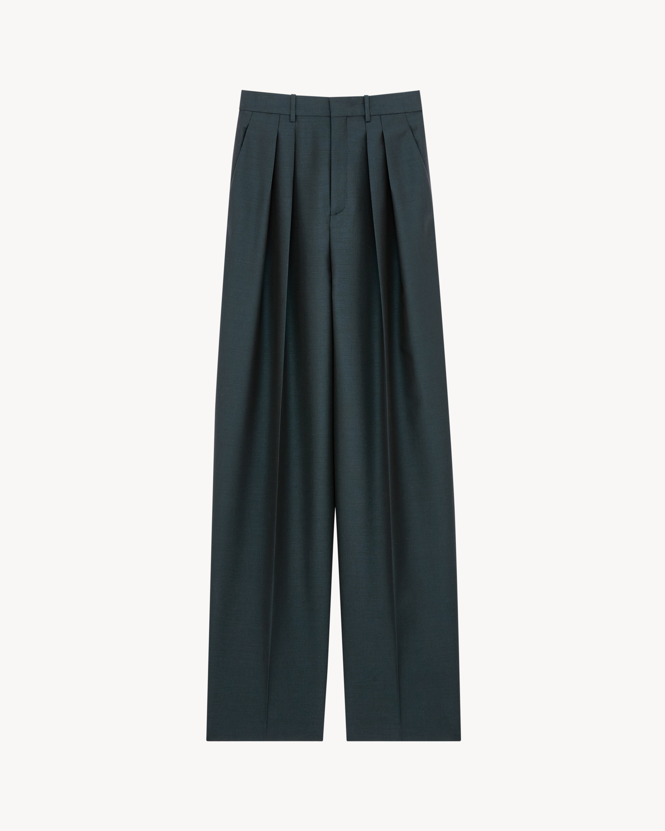wide-leg pants in wool and mohair