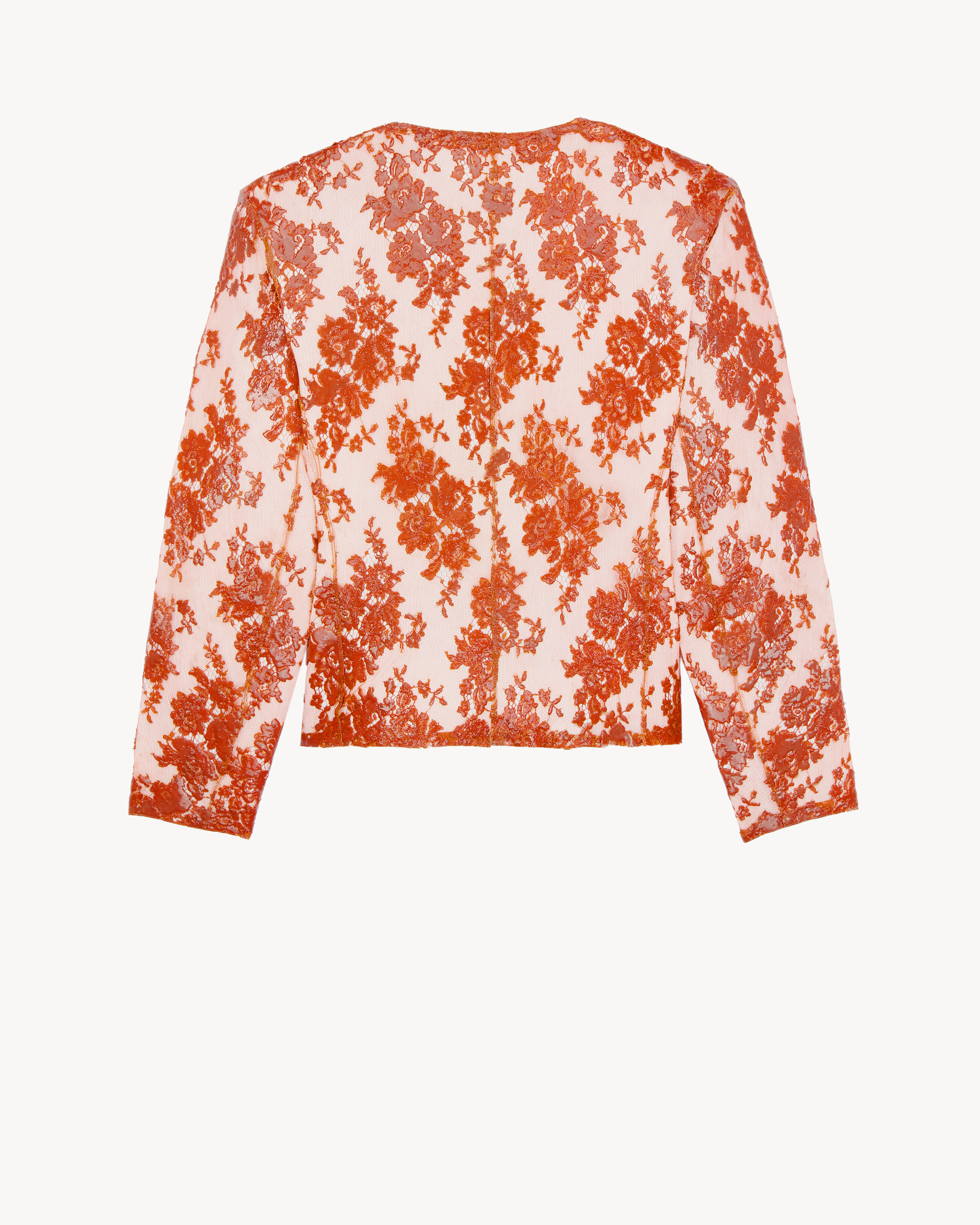 short jacket in silicone-coated lace