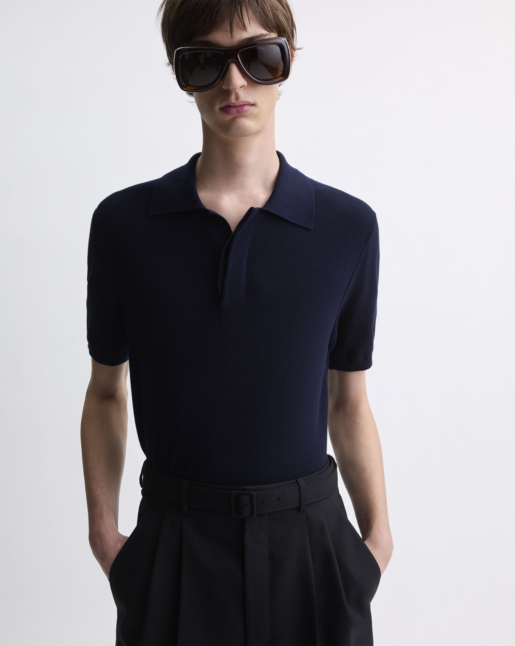 Polo aus Baumwolle mit Nadelstichmuster