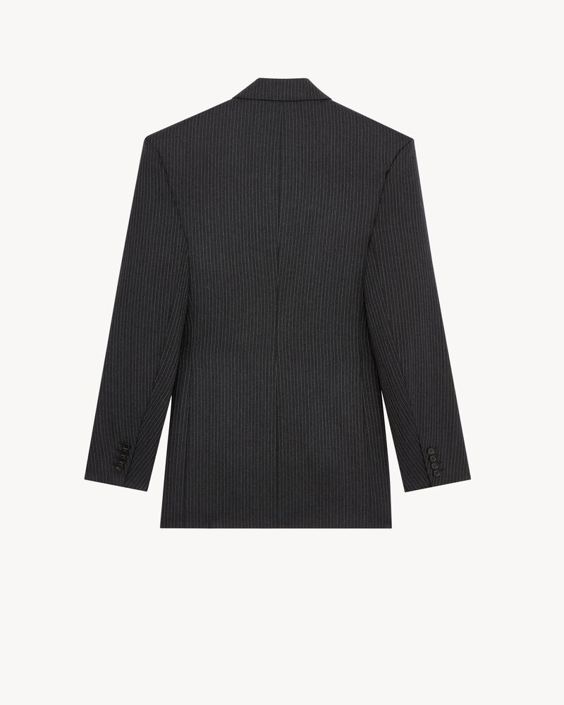 double-breasted jacket in striped herringbone wool