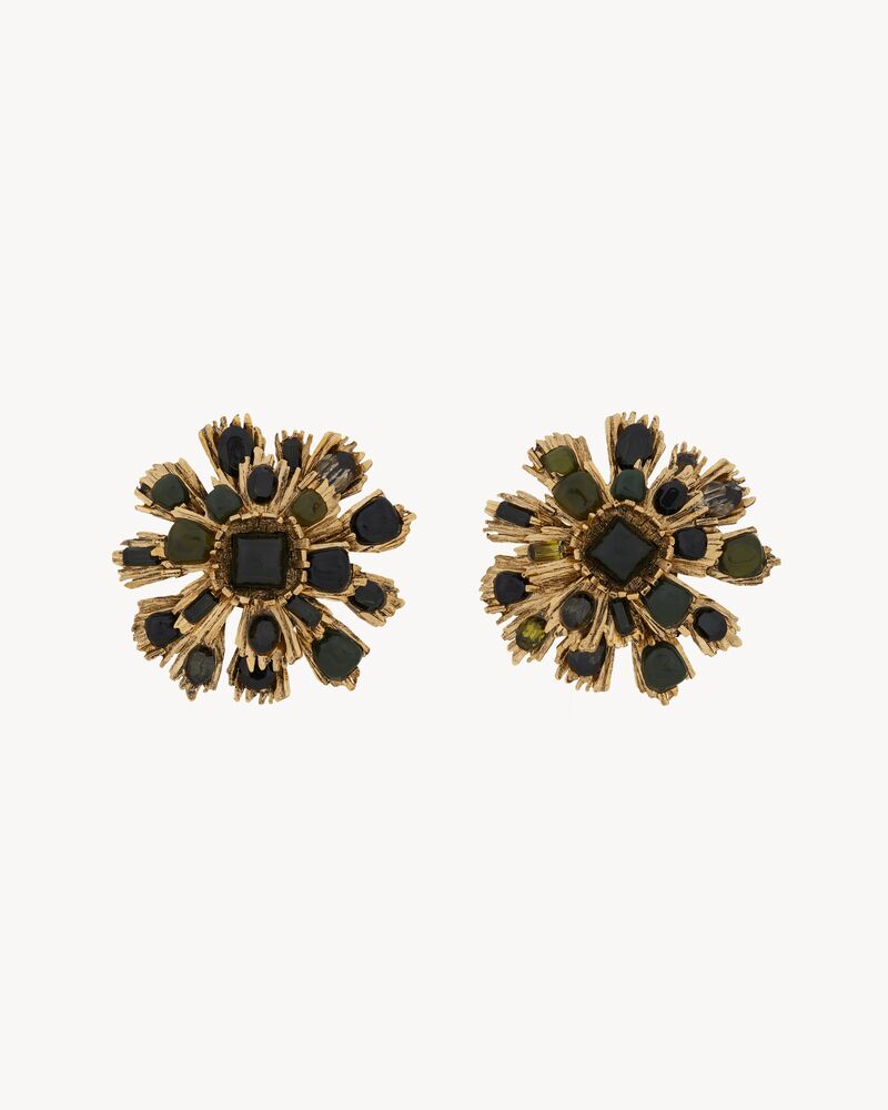 Pendientes en forma de rayos de sol, de resina y cristal