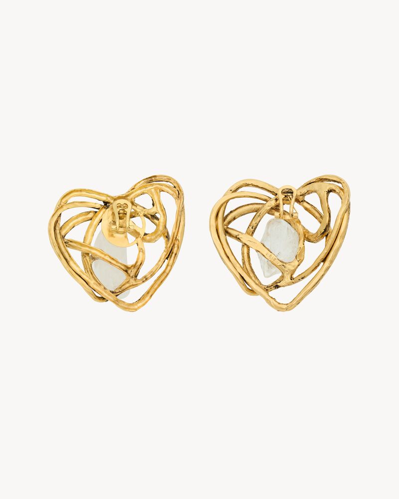 heart earrings in quartz and metal