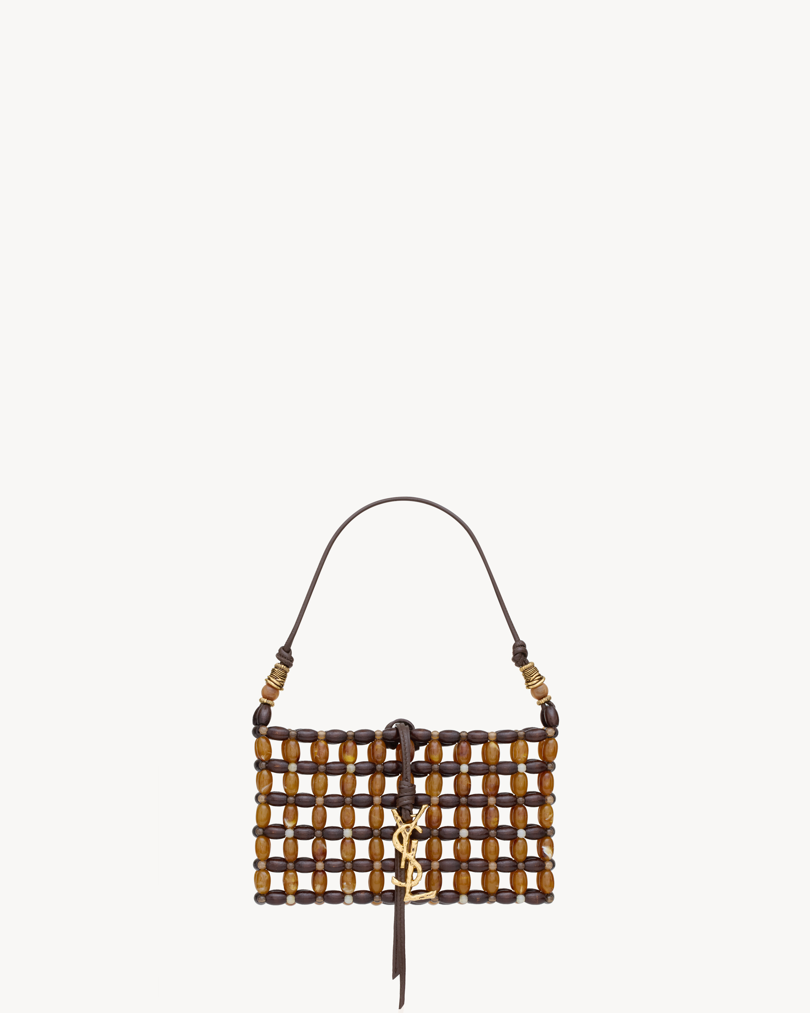 Minibolso de noche de cuentas de madera y resina