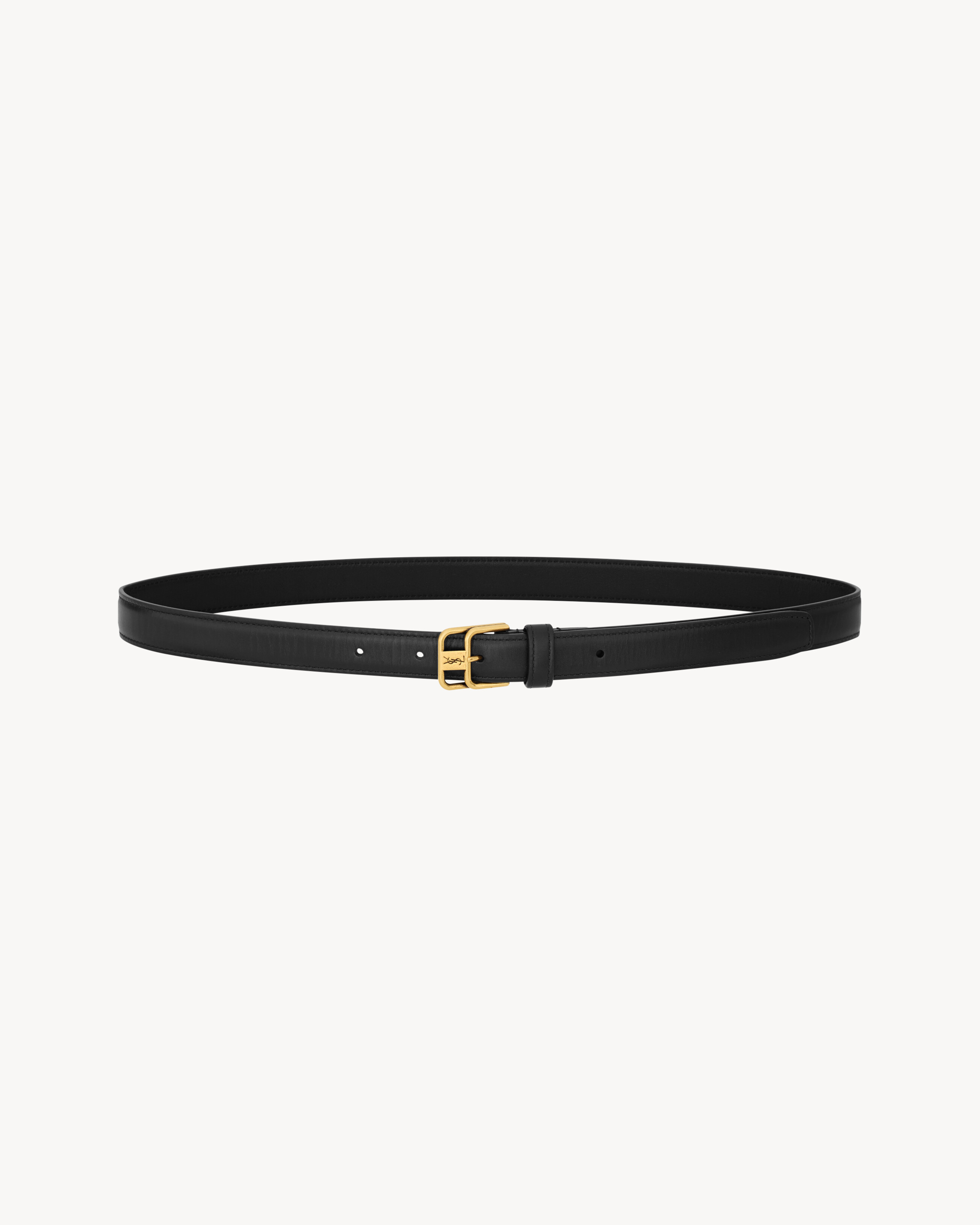 CASSANDRE double-buckle thin belt in smooth leather