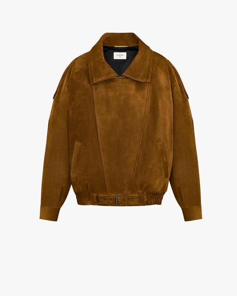 Giacca oversize in pelle crosta vintage