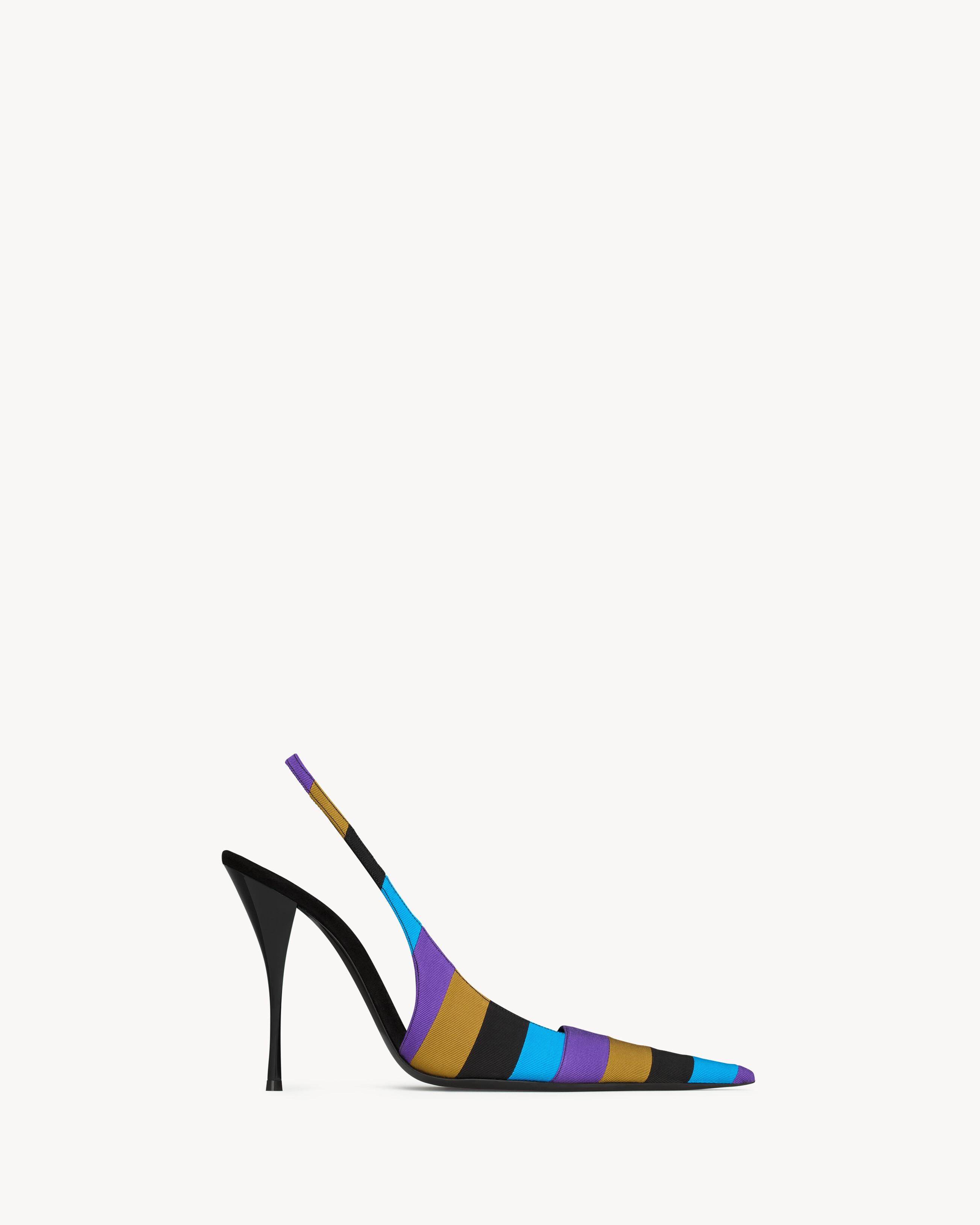 LOLA slingback pumps in striped grosgrain