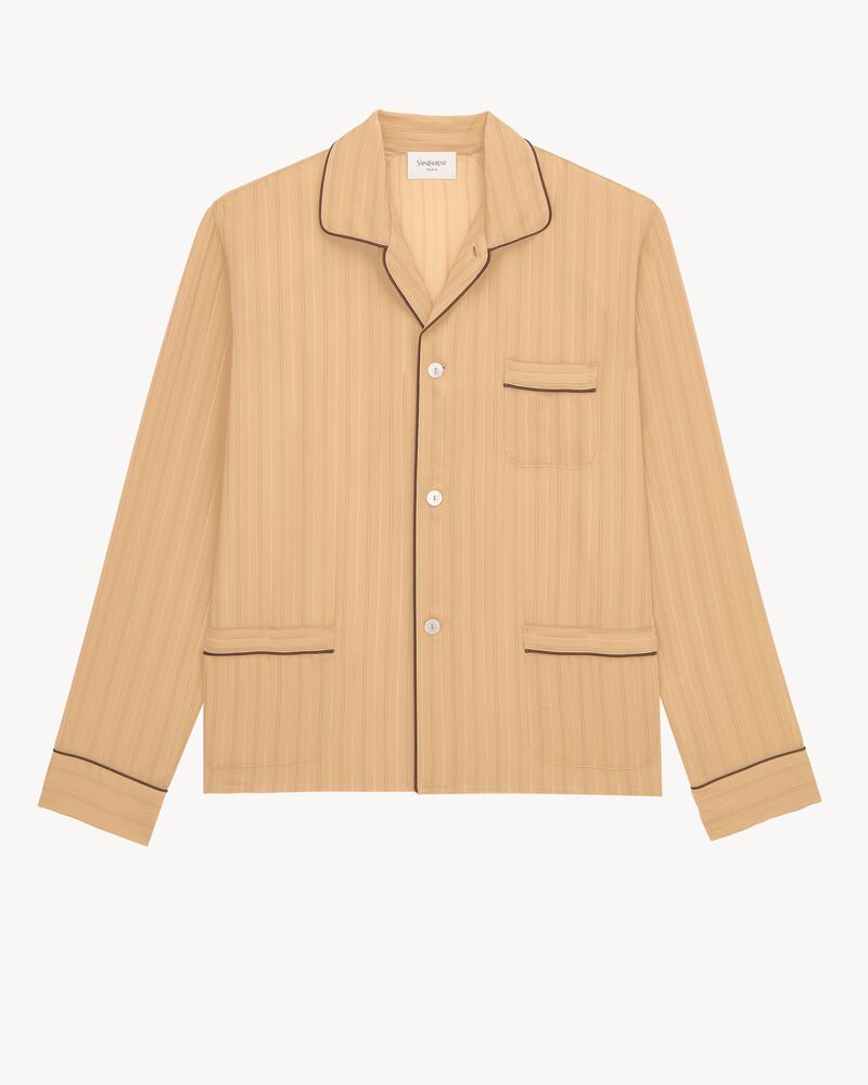 pajama top in striped silk