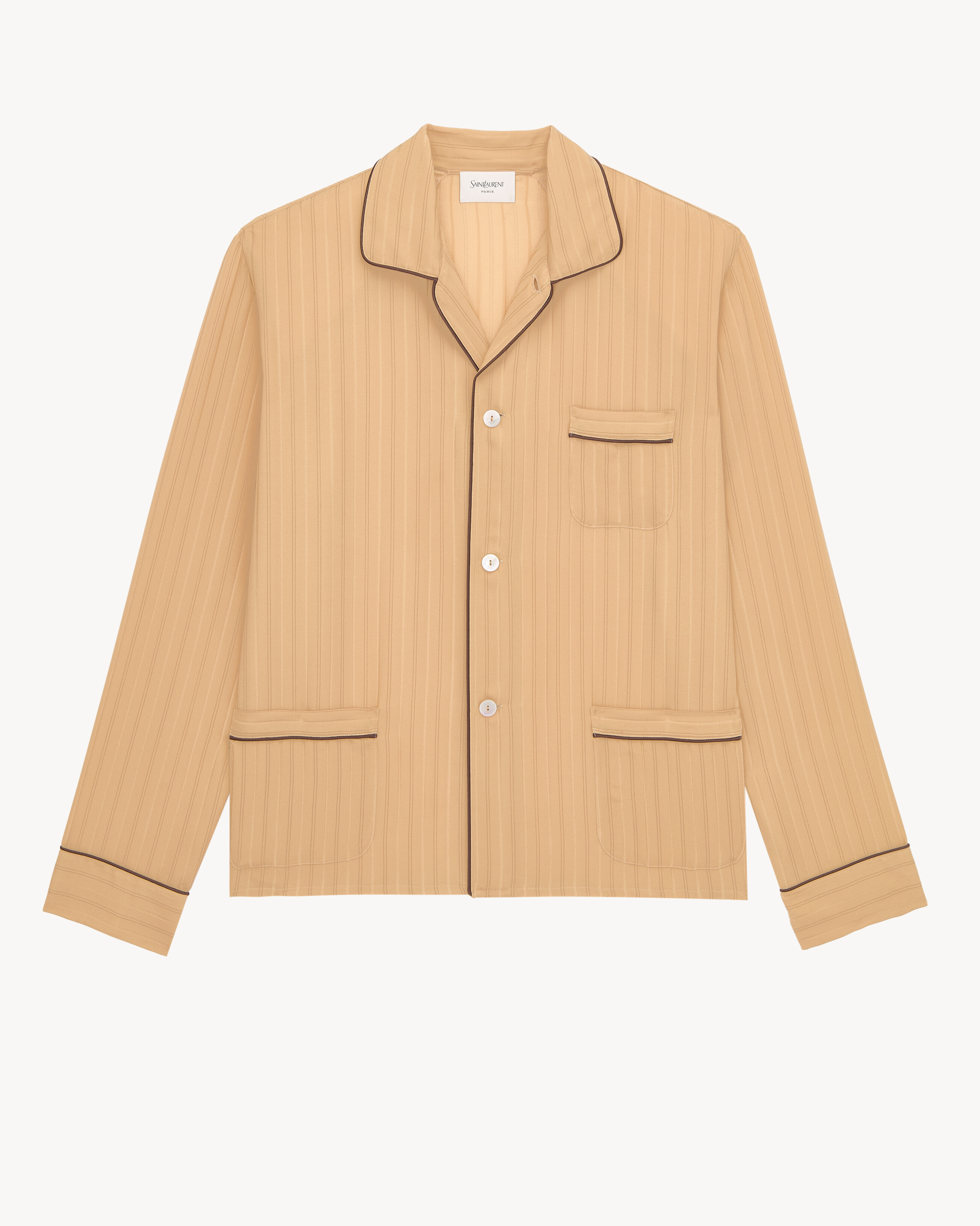 pajama top in striped silk