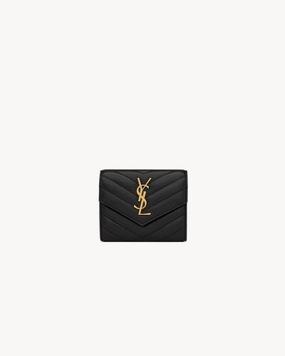 CASSANDRE MATELASSÉ compact tri fold wallet in LAMBSKIN in Black