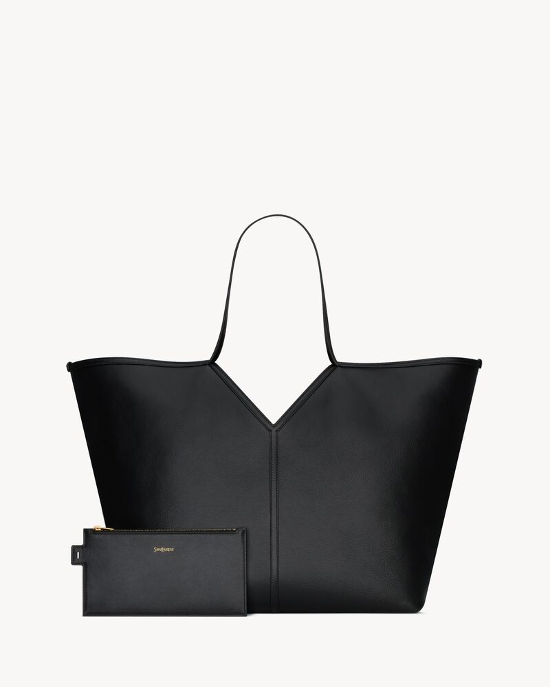 Y slim tote in leather