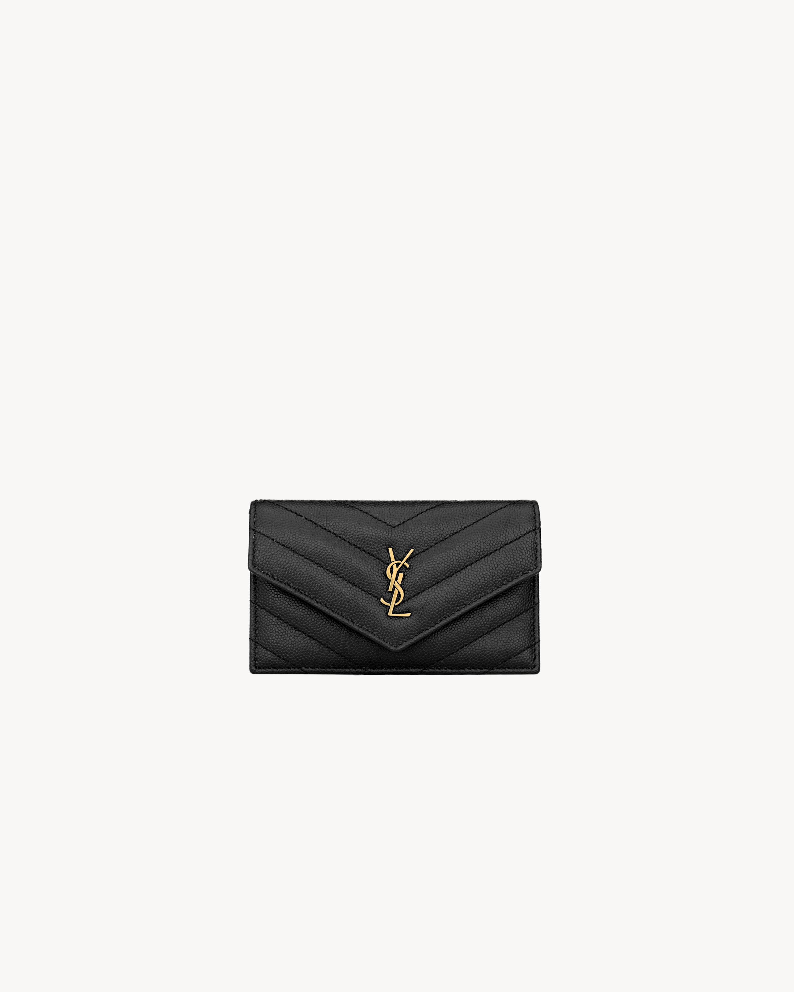 CASSANDRE MATELASSÉ FRAGMENTS FLAP CARD CASE IN GRAIN DE POUDRE