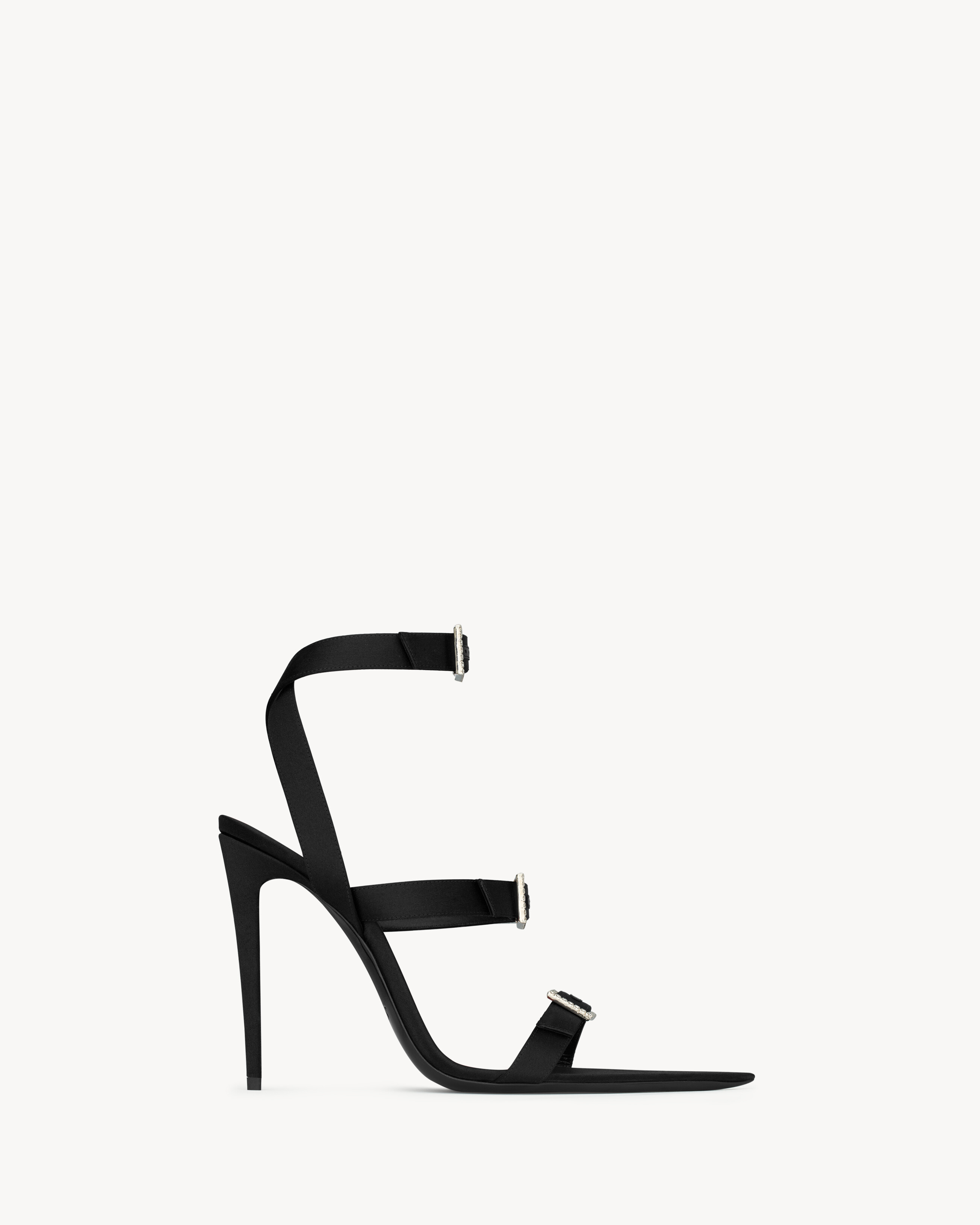 BRUCE sandals in satin crepe and rhinestones