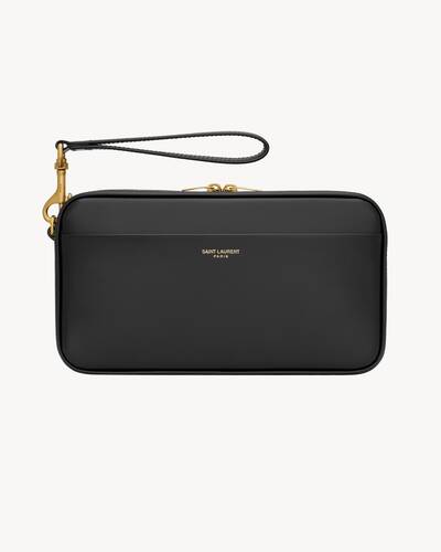 バッグ SAINT LAURENT PARIS SAINT LAURENT PARIS travel pouch in smooth leather in Black