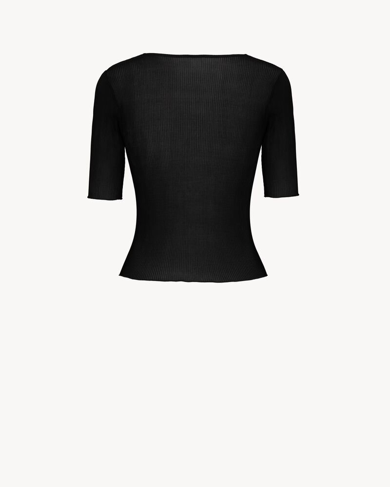 guipure top in ribbed silk