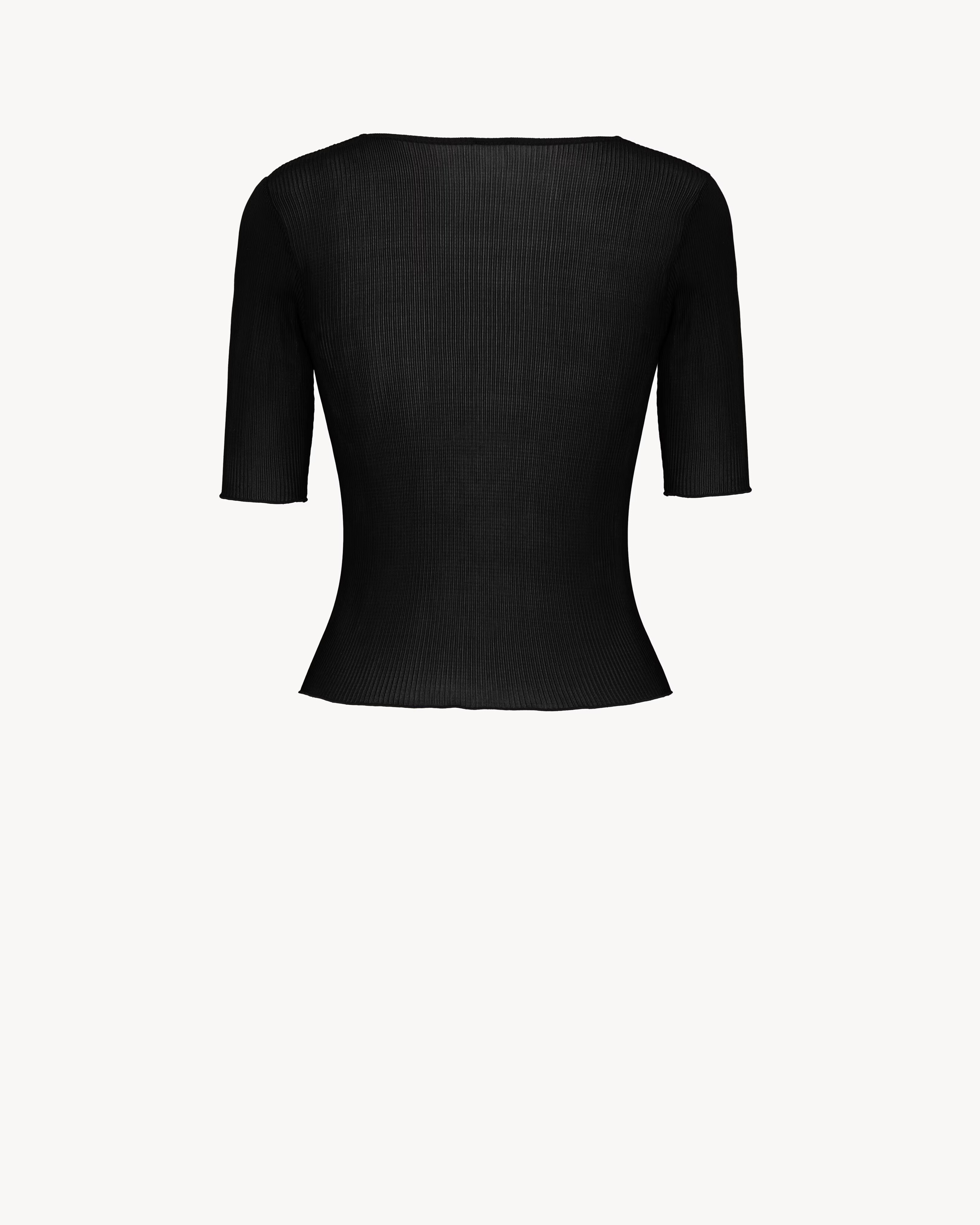 guipure top in ribbed silk