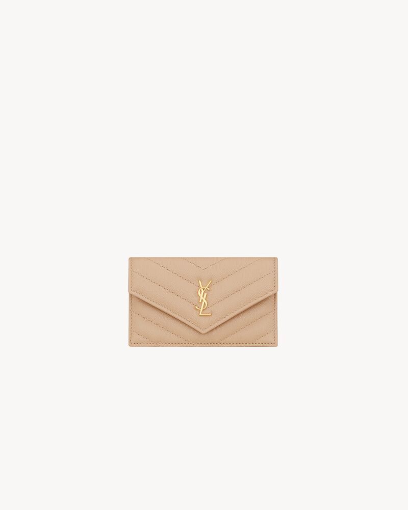 CASSANDRE MATELASSÉ FRAGMENTS FLAP CARD CASE IN GRAIN DE POUDRE LEATHER
