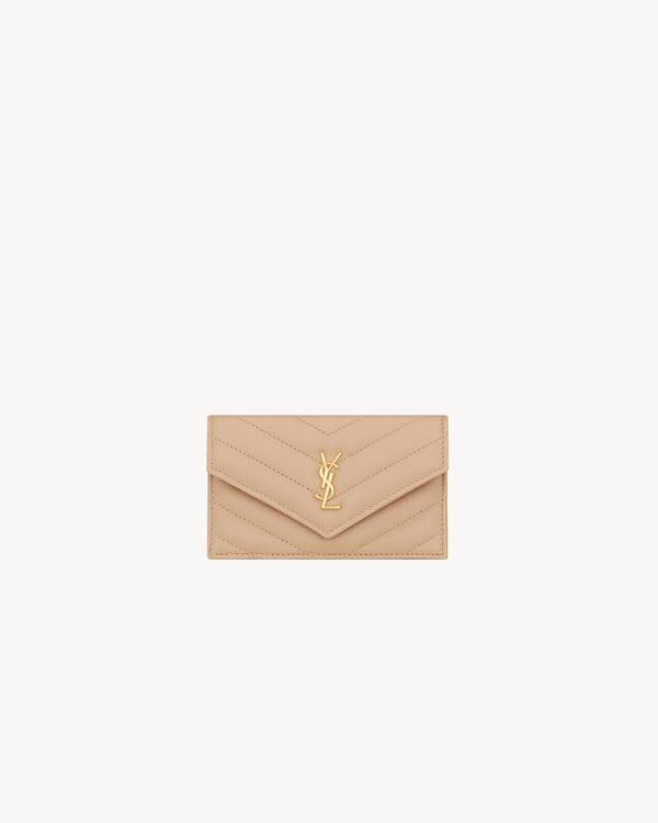 CASSANDRE MATELASSÉ FRAGMENTS FLAP CARD CASE IN GRAIN DE POUDRE LEATHER