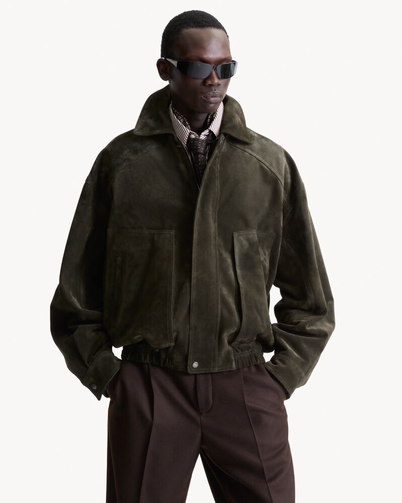 bomber jacket in vintage split leather
