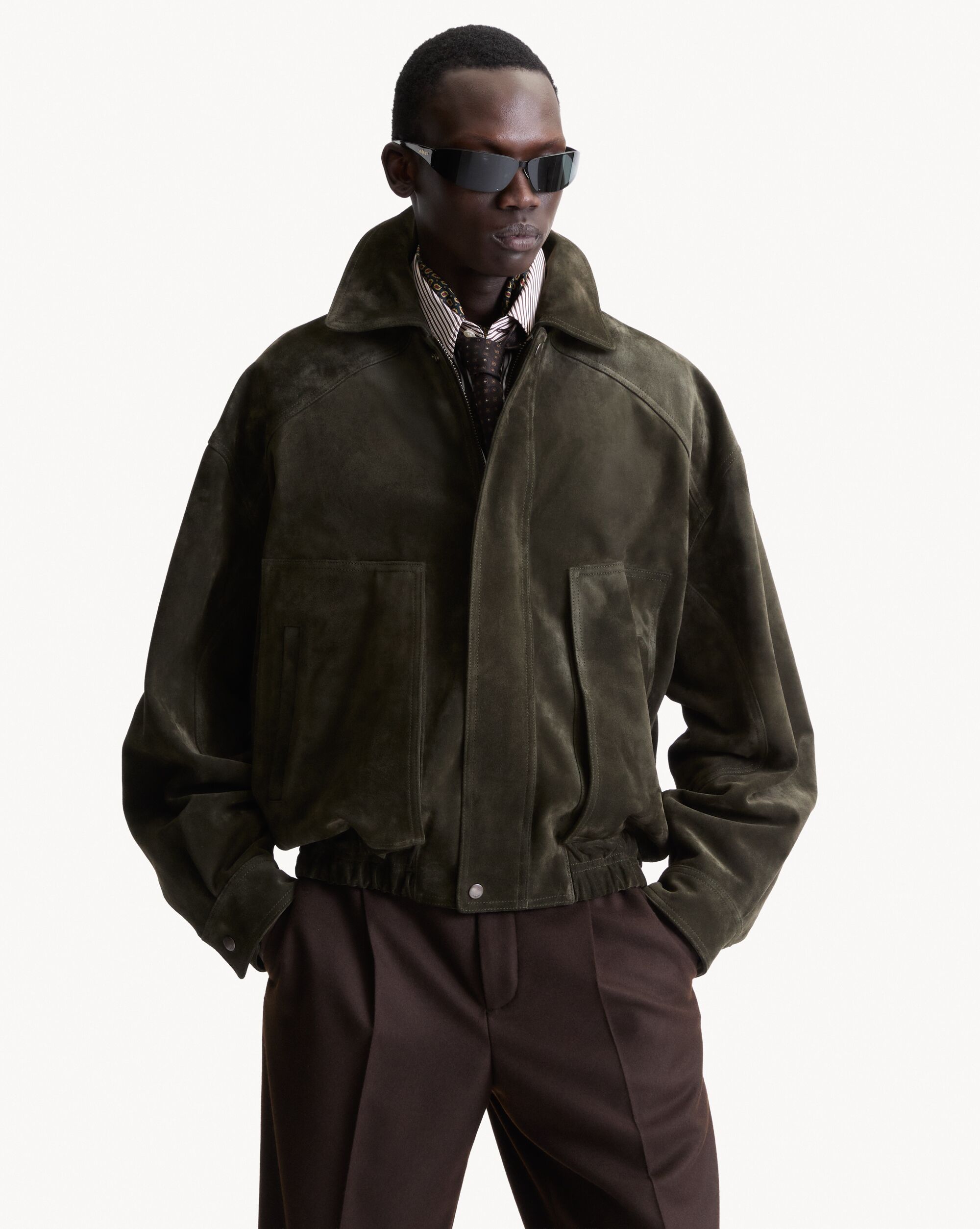 bomber jacket in vintage split leather